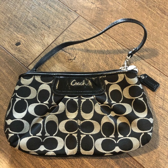 Black and grey coach wristlet - Picture 1 of 2